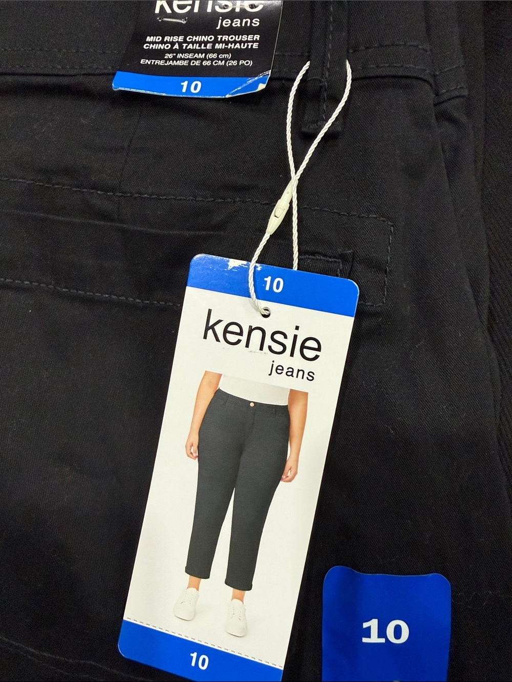 Kensie Black Mid-Rise Chino Trouser